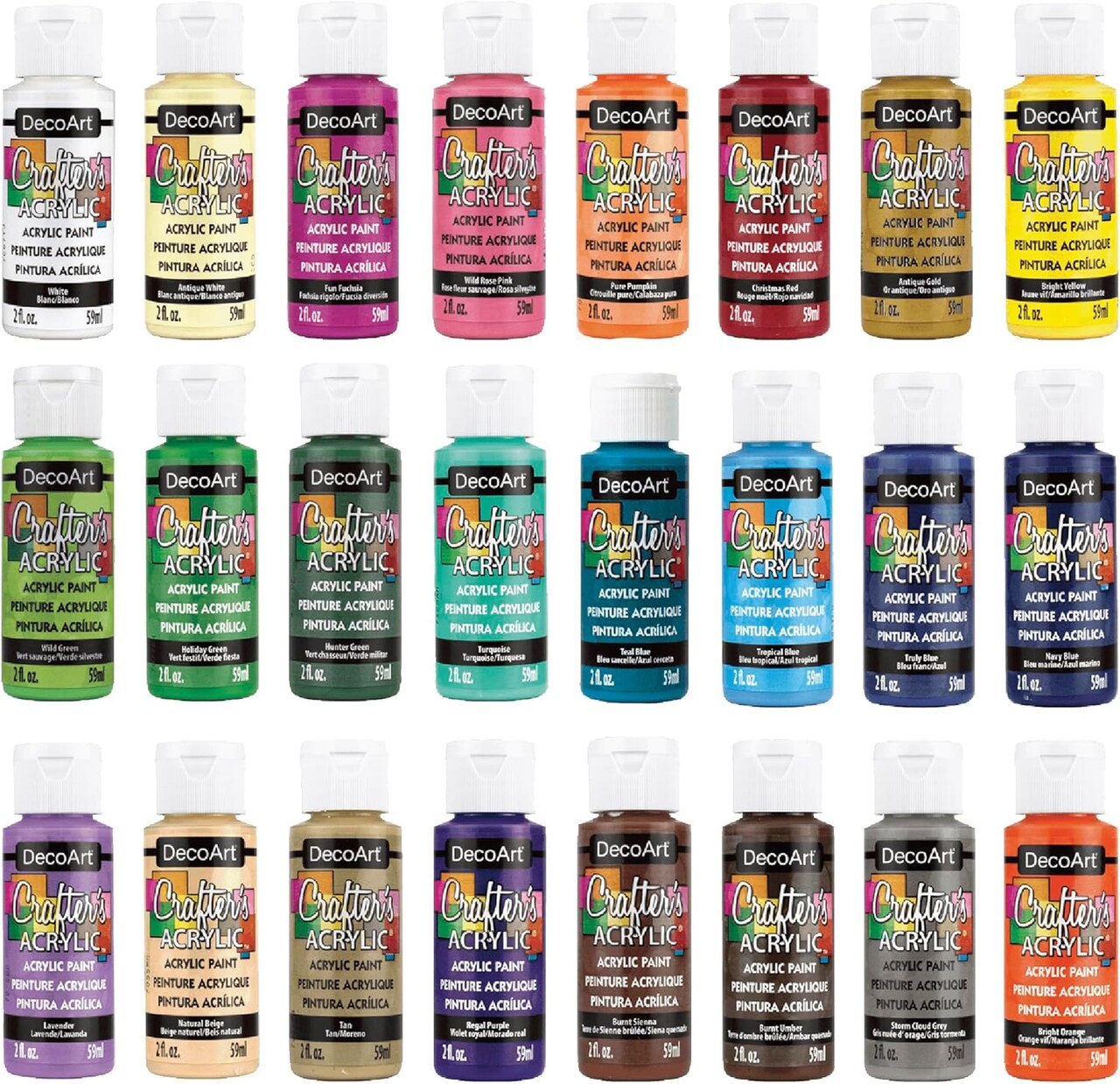 Crafter’s Acrylic Paint Set, 24 (2 fl oz/59 ml) Assorted Matte Finish Colors, DIY Arts And Crafts Acrylic Paint, 48 Fl Oz(Pack of 1)